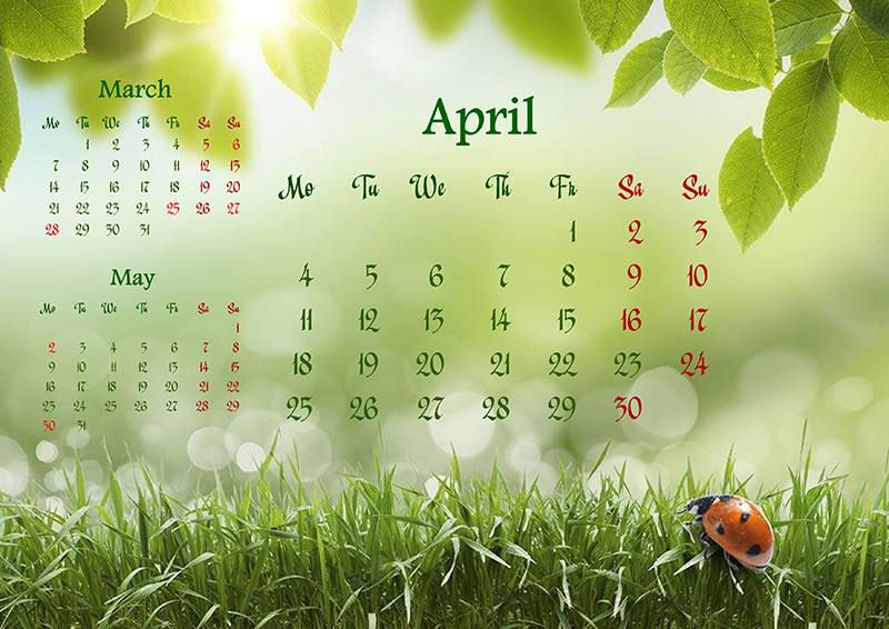 Fresh spring calendar