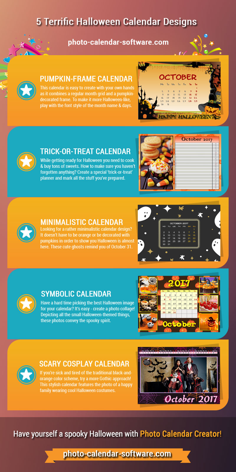 Infographics with Halloween calendars
