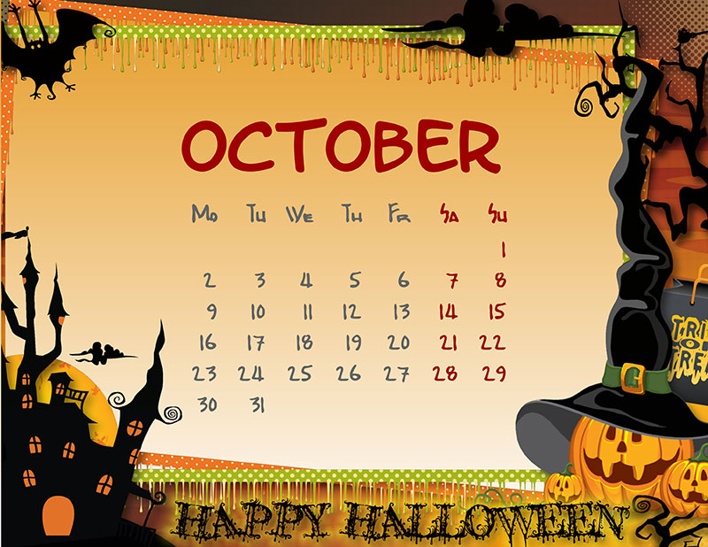 Calendar with a pumpkin frame