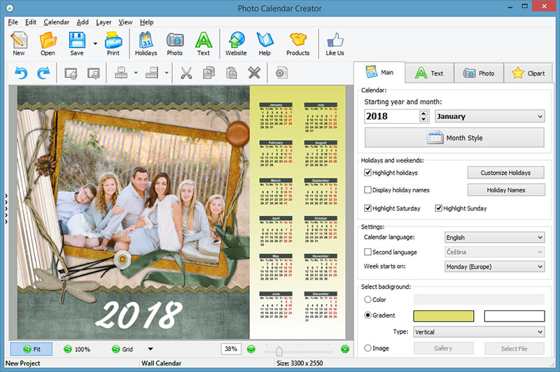 Add calendar photos