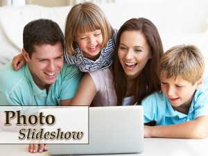 family watching slideshow